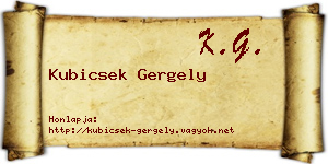 Kubicsek Gergely névjegykártya